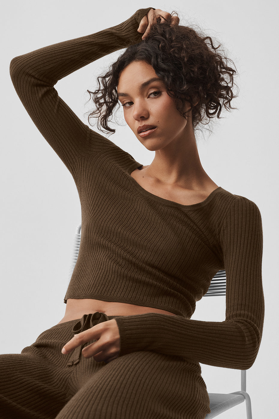 Sweater Knit Unwind Long Sleeve - Espresso