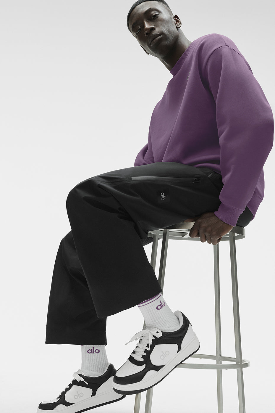 Unisex Half-Crew Throwback Sock - White/Plum Kiss