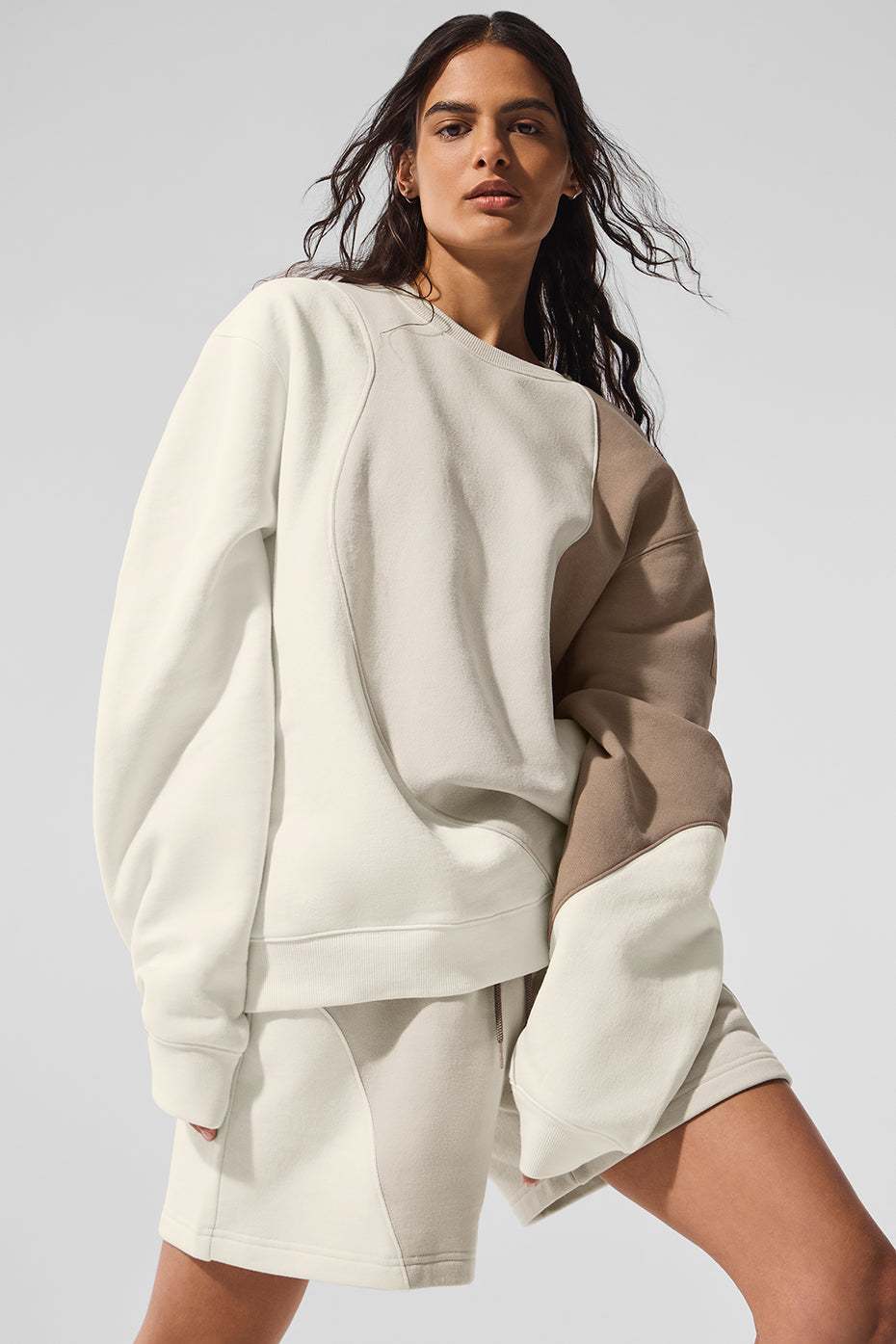 Make Waves Crew Neck Pullover - Ivory/Bone/Gravel