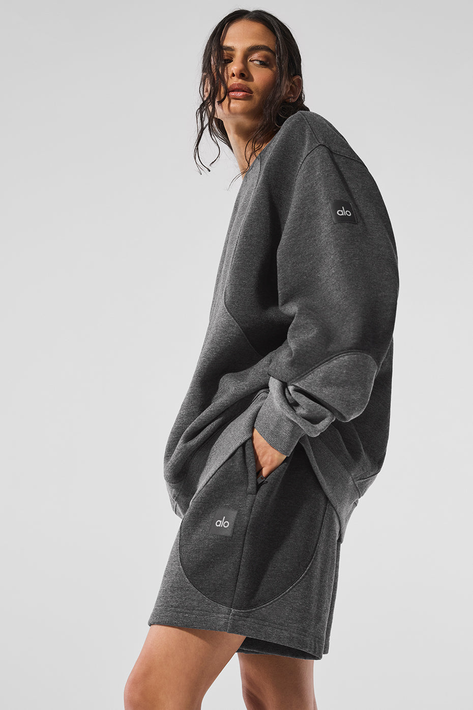 Make Waves Crew Neck Pullover - Dark Heather Grey Tonal