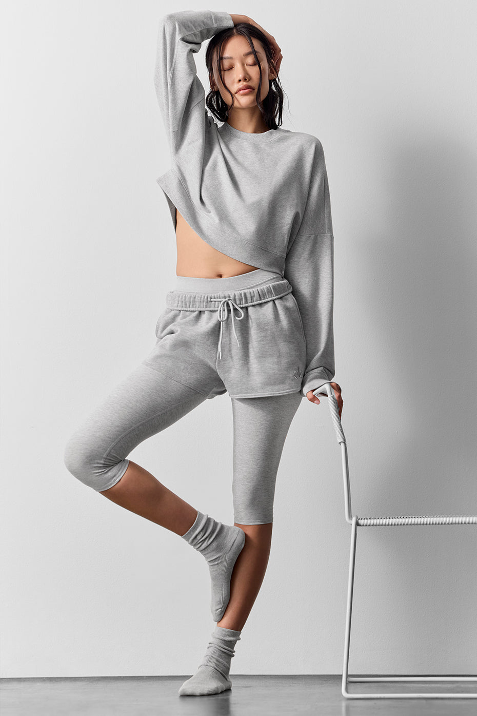 Cropped Sway Crew Neck Pullover - Athletic Heather Grey