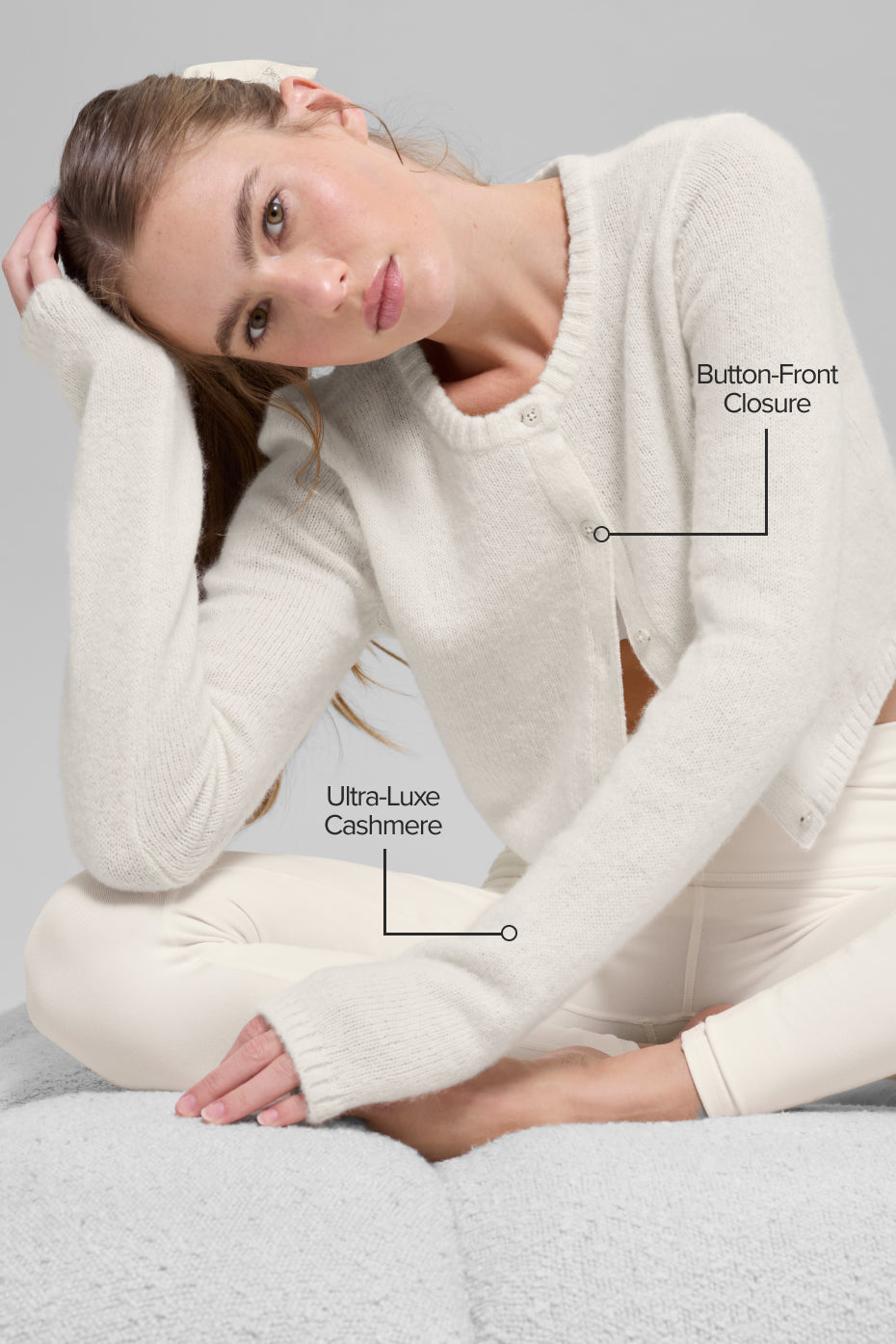 Wool Cashmere New Class Cropped Cardigan - Ivory