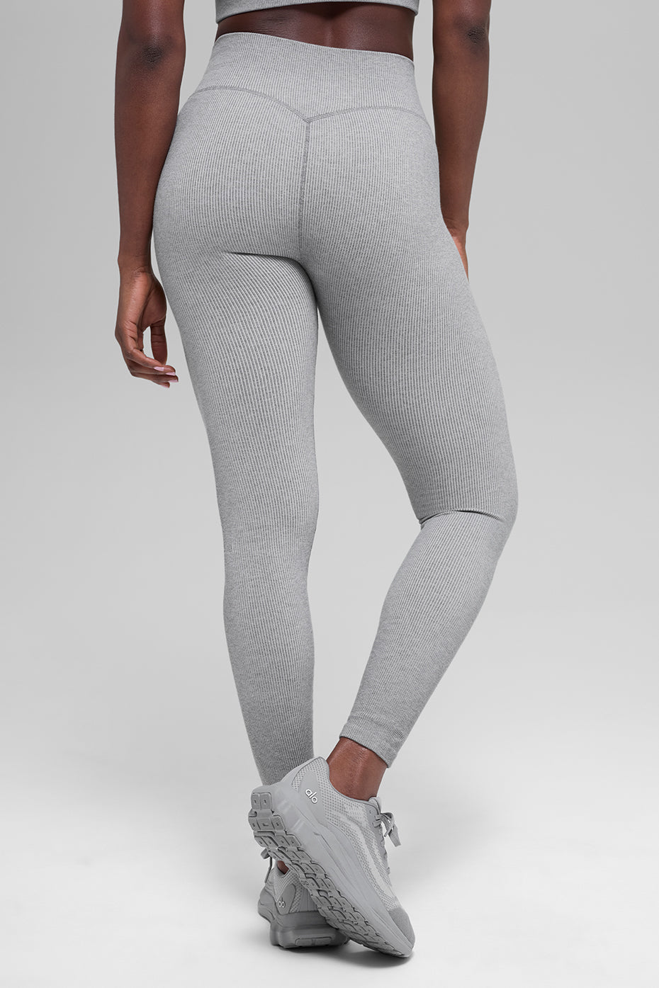 Seamless High-Waist Two Tone Rib Legging - Light Misty Grey Heather