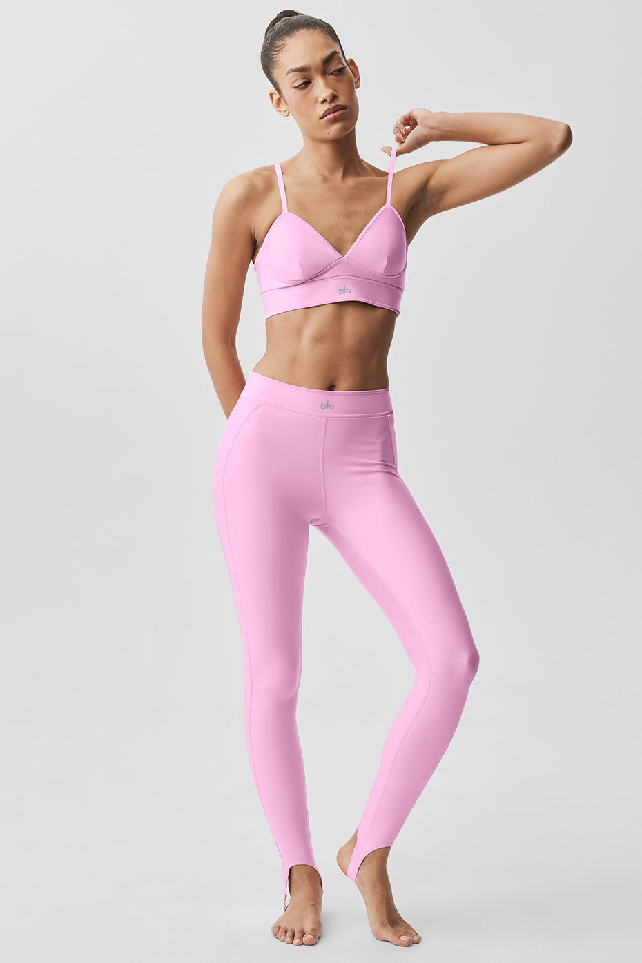 Airlift High-Waist Love Language Stirrup Legging - Candy Heart Pink